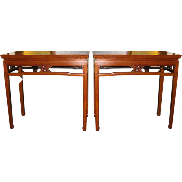 Pair of Chinese Early 19th Century Walnut Side Tables