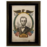 ABRAHAM LINCOLN MEMORIAL BANNER WITH A DRAMATIC PORTRAIT IMAGE,