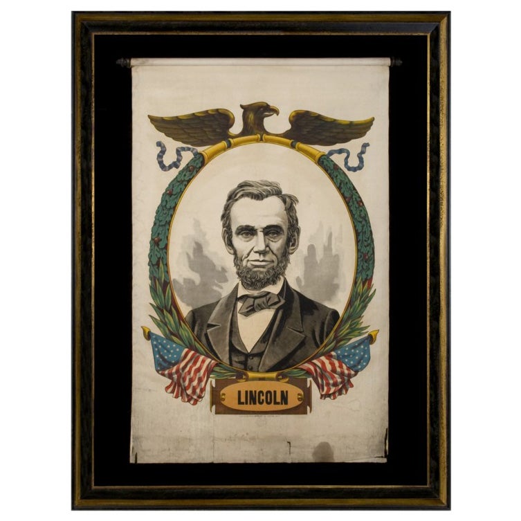 ABRAHAM LINCOLN MEMORIAL BANNER WITH A DRAMATIC PORTRAIT IMAGE,