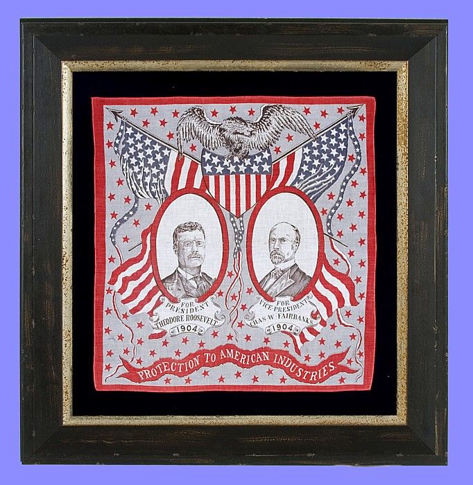 Pair Of Kerchiefs From The 1904 Presidential Campaign: Roosevelt