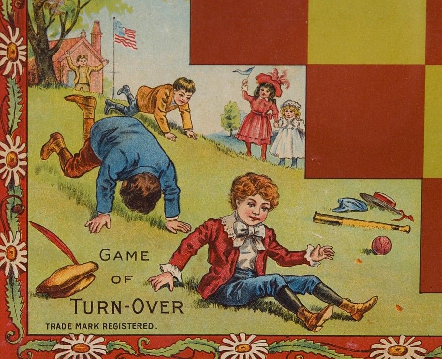 19th Century The Game Of Turn-over, 1898 Boardgame Game Board