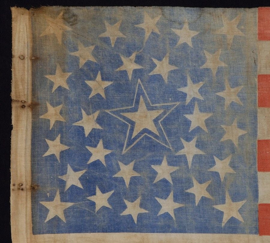 American 31 STAR AMERICAN FLAG, CALIFORNIA STATEHOOD, HALOED MEDALLION
