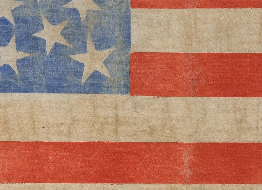 19th Century 31 STAR AMERICAN FLAG, CALIFORNIA STATEHOOD, HALOED MEDALLION