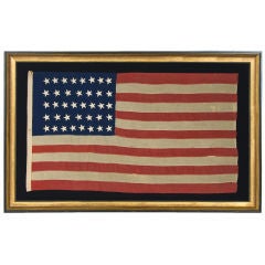 38 AMERICAN FLAG, HAND-SEWN STARS, 1876-1889, COLORADO STATEHOOD