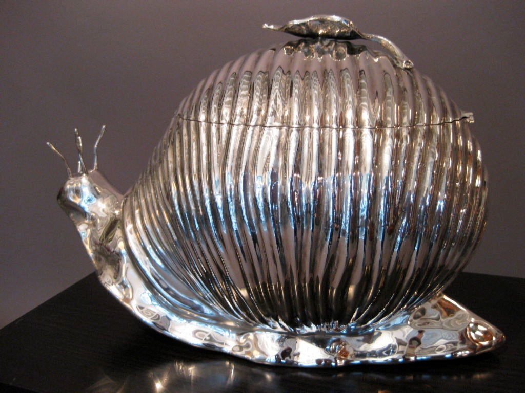 1970's Silver Snail Ice Bucket/Table Centerpiece Signed Teghini 4