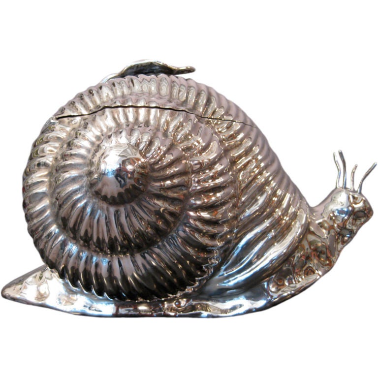 1970's Silver Snail Ice Bucket/Table Centerpiece Signed Teghini