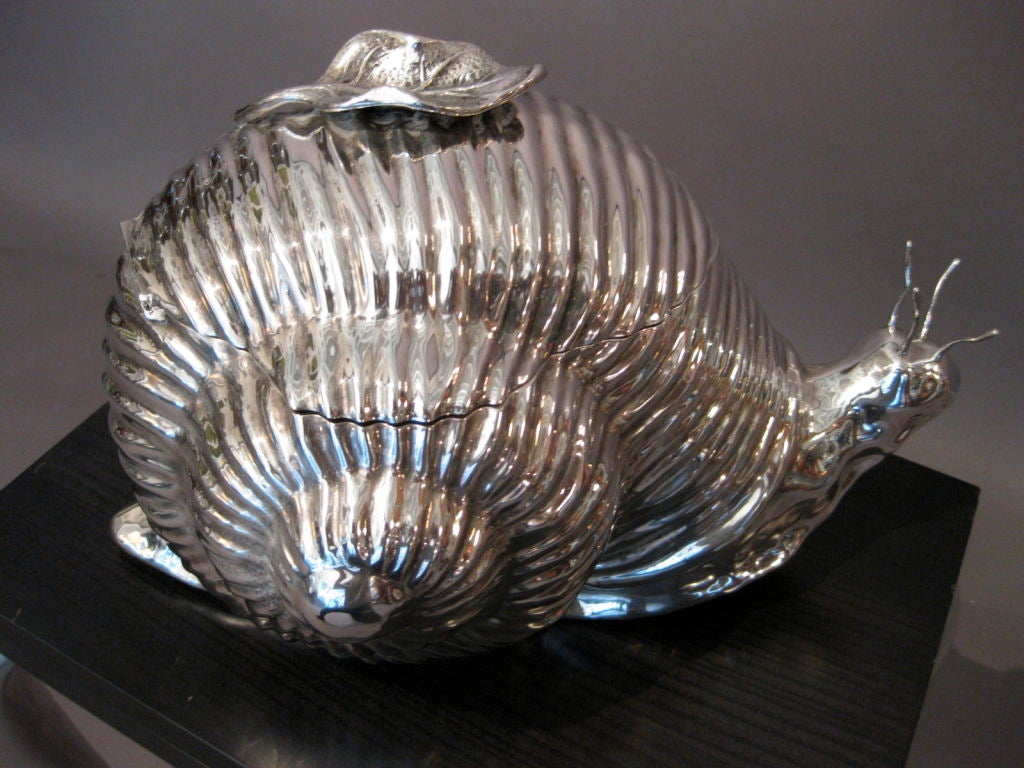 Italian 1970's Silver Snail Ice Bucket/Table Centerpiece Signed Teghini