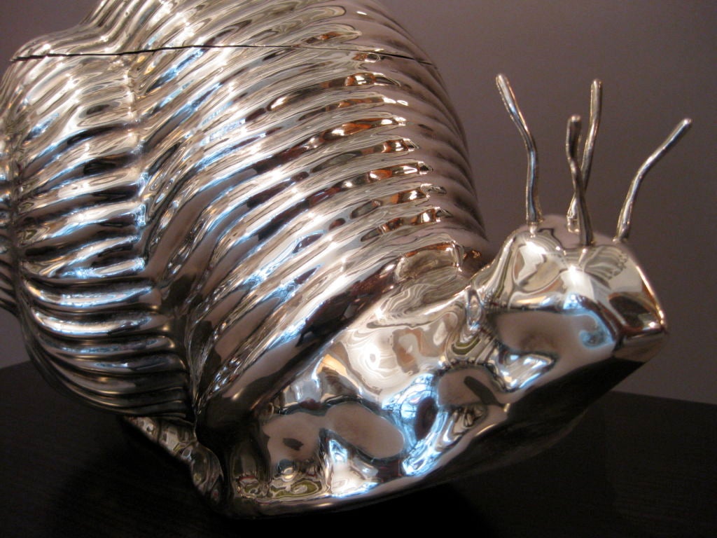 Silver Plate 1970's Silver Snail Ice Bucket/Table Centerpiece Signed Teghini