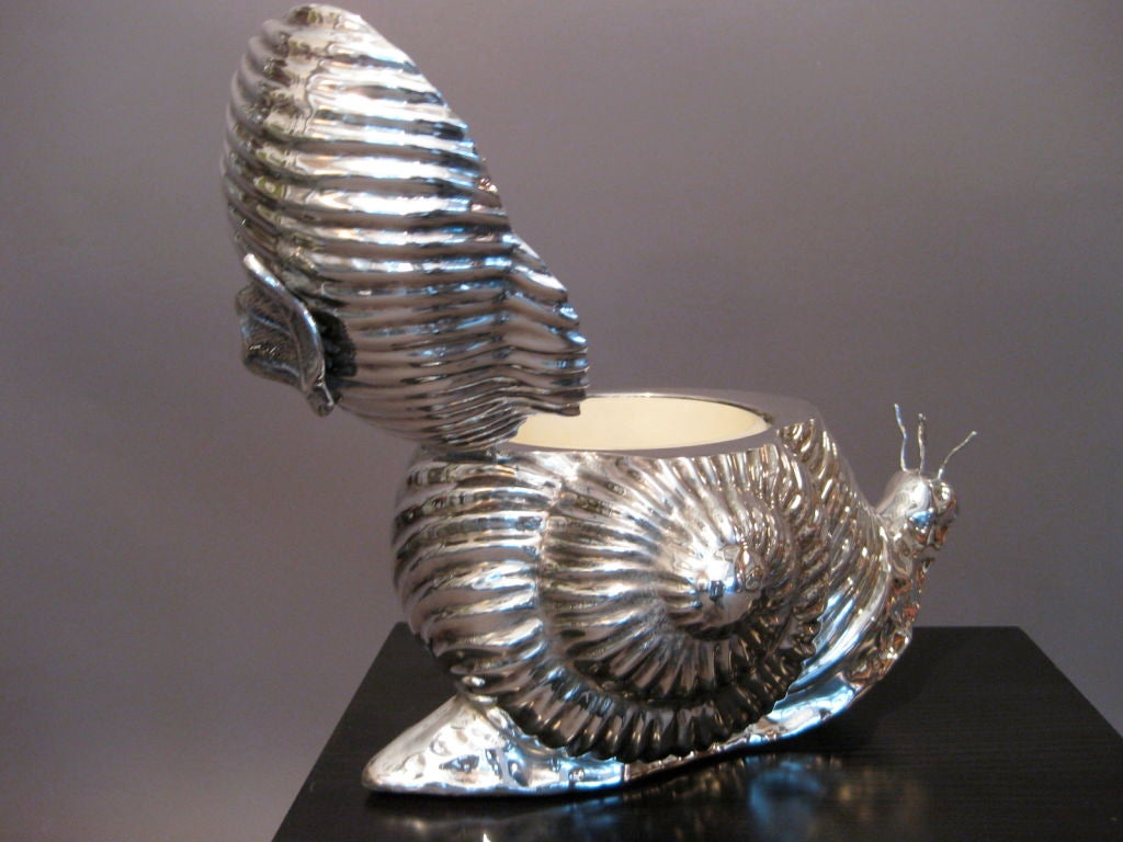 1970's Silver Snail Ice Bucket/Table Centerpiece Signed Teghini 1