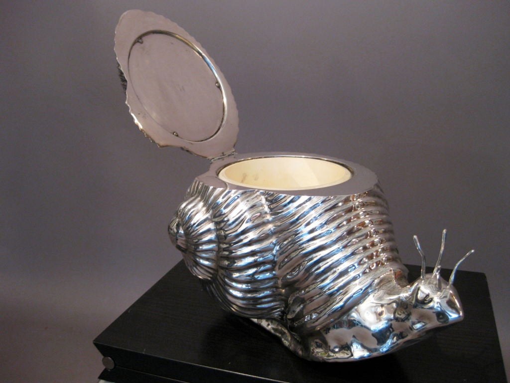 1970's Silver Snail Ice Bucket/Table Centerpiece Signed Teghini 3