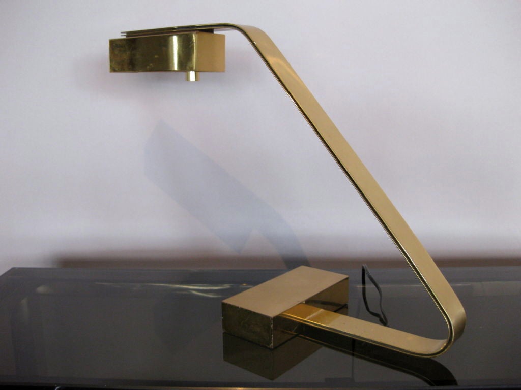 1970's  Solid Brass Cantilever Desk Lamp by Casella 4