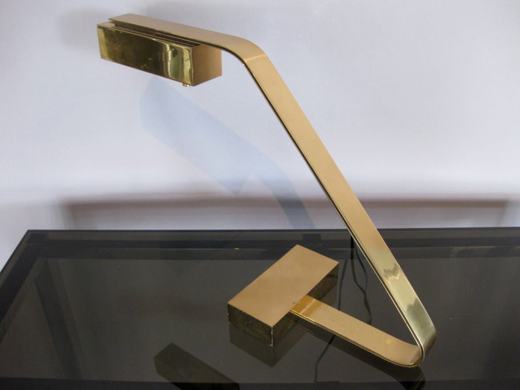 1970's  Solid Brass Cantilever Desk Lamp by Casella 3