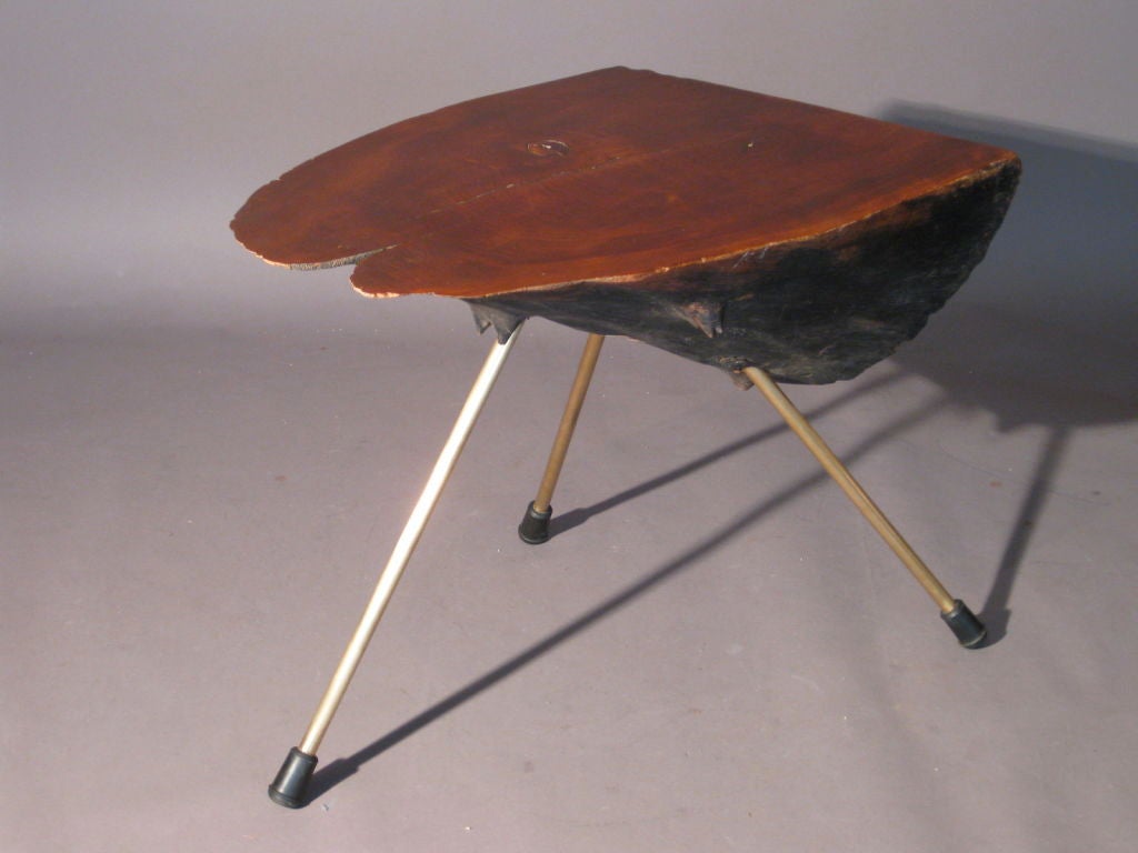 Highly sculptural occasional/side table designed by Carl Aubock in Austria c.1950's. This is a very early example marked 