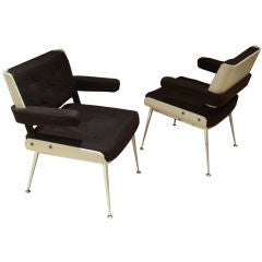 A Pair of Armchairs in Chrome and Lacquer by Alain Richard