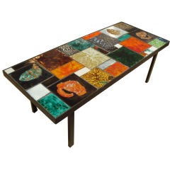 A Rectangular Mid Century Cocktail Table in Steel and Tile