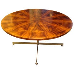 A Large Round Dining Table in Palisander and Chromed Steel