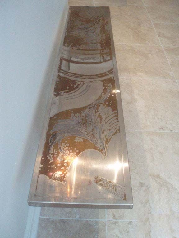 A Long Low Bench by Armand Jonkers in Metal and Lucite