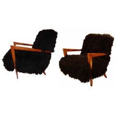 A Pair of Modernist Open Armed Club Chairs by Paul Frankl