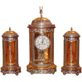 Antique Three Piece Clock Garniture Set