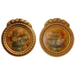 Pair of Round Blue/White Paintings