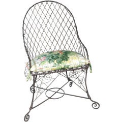 Antique Wire Chair with Seat Cushion
