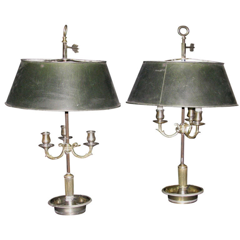 Pair of 19th Century Bouillotte Lamps