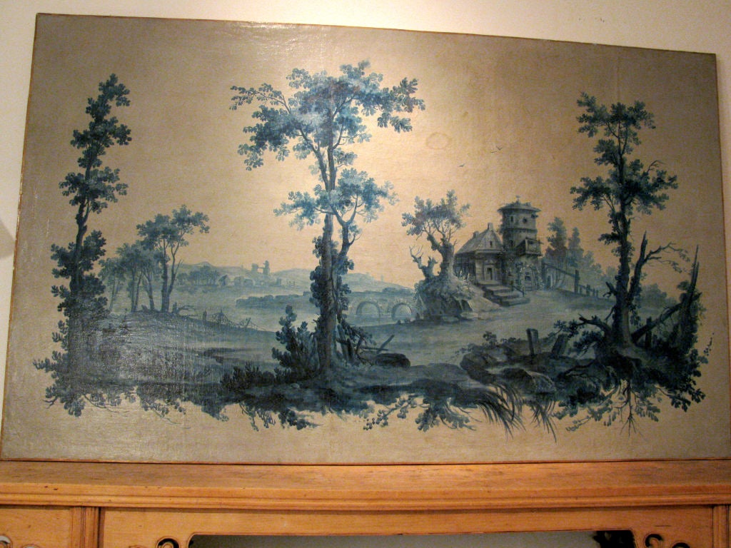 Two painted canvasses after Pillement J. Baptist, Provence.  The paintings have the same height (50½