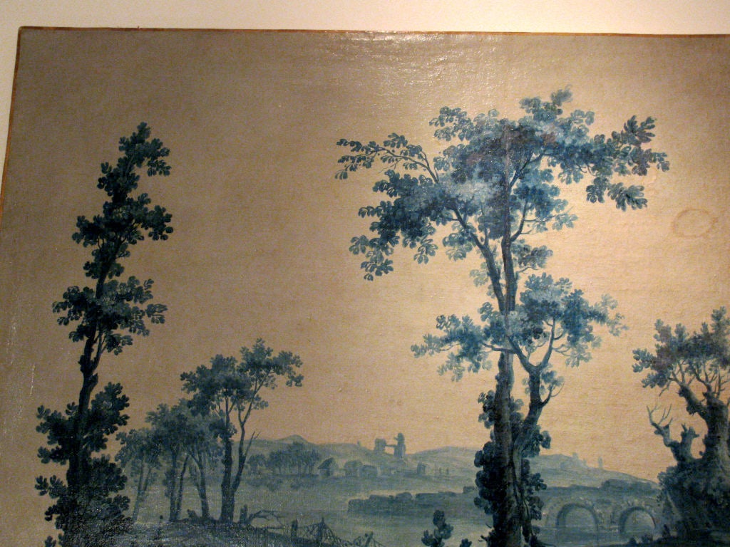 French Two Painted Canvasses from Provence, Ca. 1780