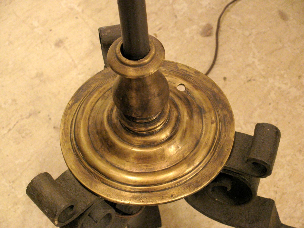 Hand-made Iron and Brass Torchiere as Floor Lamp at 1stDibs