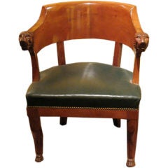 Mahogany Desk Chair with Lions' Head Armrests Ca. 1810