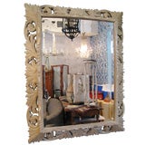 Hand Carved Bleached Mahogany Mirror