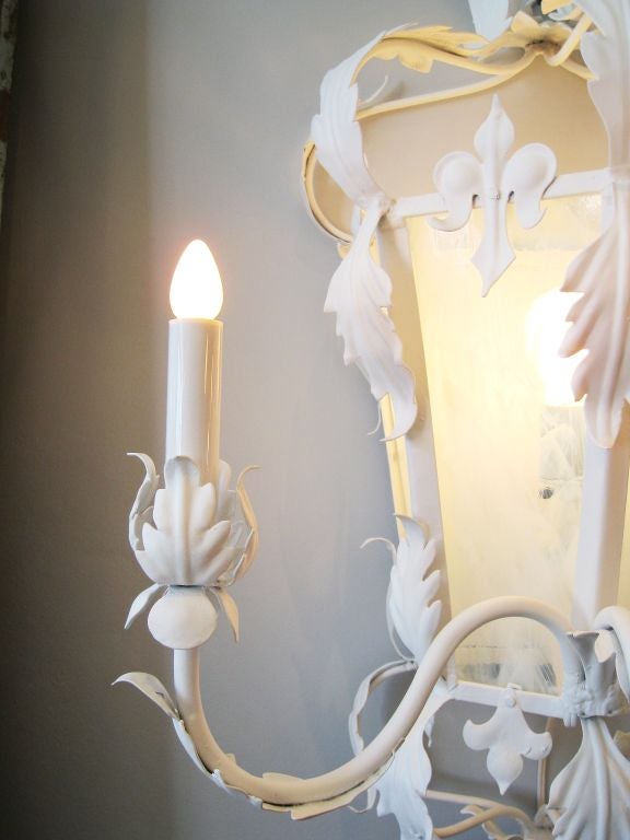 American Pair of White Gesso Sconces For Sale