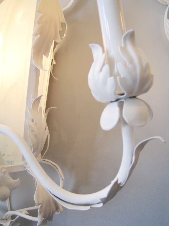 Pair of White Gesso Sconces For Sale 1