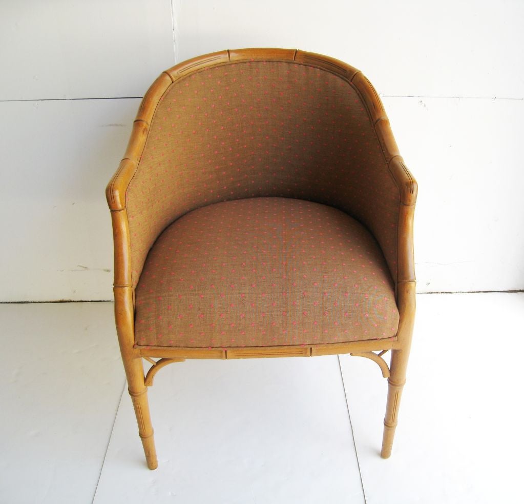 Pair of Faux Bamboo Barrel Back  Chairs. Original Finish