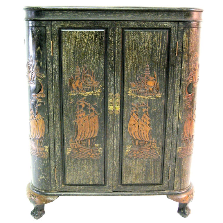 1940s Chinoiserie Cabinet For Sale