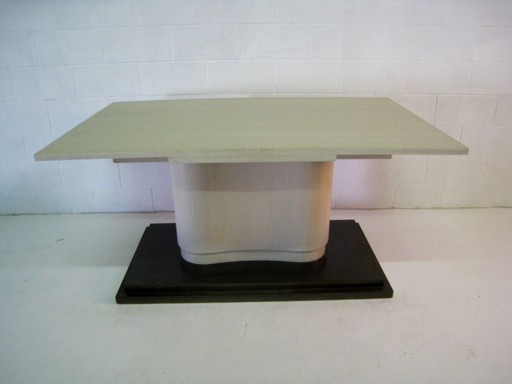 Bleached French  Mahogany Table with Bronze Base