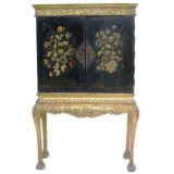 Hand Painted Cabinet with Gilt Base 10