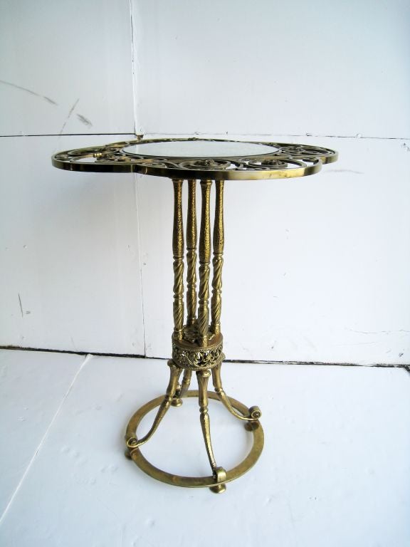 French Hand Made Brass Table with Mirror Top