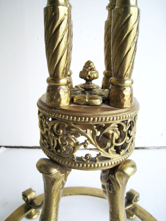 French Hand Made Brass Table with Mirror Top For Sale 2