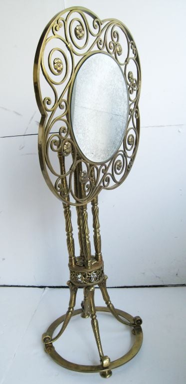 20th Century French Hand Made Brass Table with Mirror Top For Sale