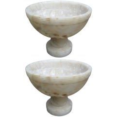 Pair of Italian Alabaster Compotes