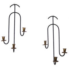 Pair od Modernist Iron and Brass Sconces