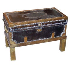 English leather & brass box