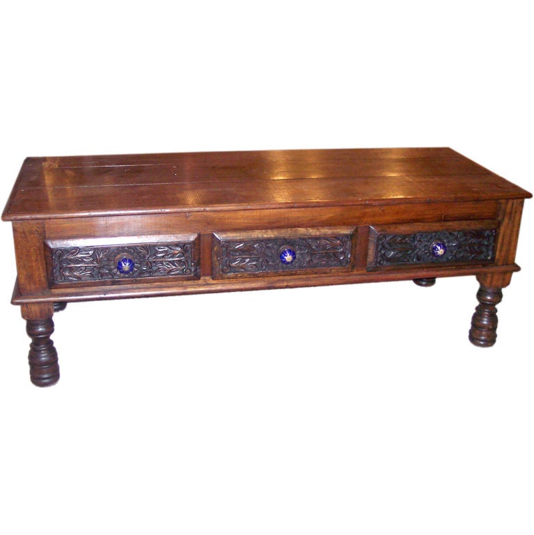 Wooden Takhat with 3 drawers For Sale