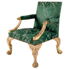 George II carved giltwood Gainsborough chair.