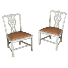 A pair of Anglo-Indian ivory-veneered side chairs.