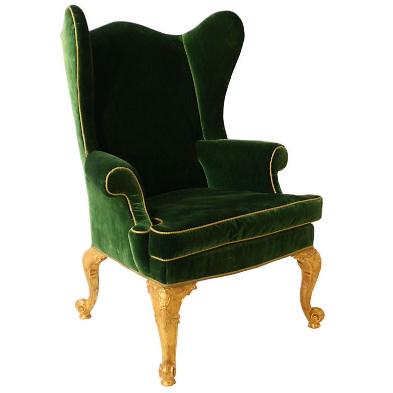 George II Upholstered Wing Chair For Sale