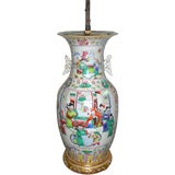 19th c. Famille Vert Vase Lamp