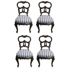 Set of Four 19th c. Carved Italian Side Chairs