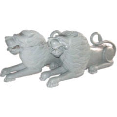 Pair of Hand Carved Rajasthani Crouching Lions